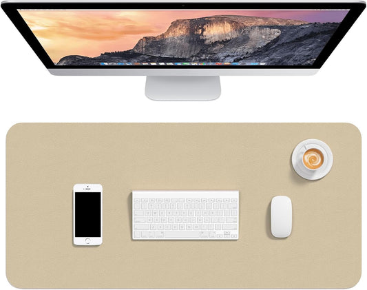 Hsurbtra Desk Pad, 23.6" x 13.8" PU Leather Desk Mat, M Extended Mouse Pad, Waterproof Desktop Blotter Protector, Non-Slip Ultra Thin Small Laptop Keyboard Writing Mat for Office Home, Pink