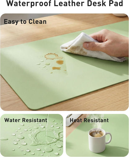 Aothia Non-Slip PU Leather Waterproof Laptop Desk Pad Protector, Blotter Mat, Writing and Mouse Pad for Office & Home, Beige, 23.6" x 13.7" - Colors B