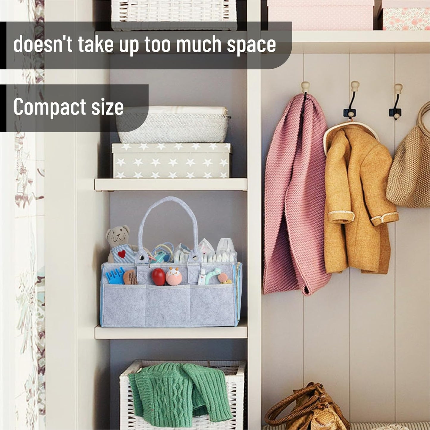 Mr. Pen- Baby Diaper Caddy Organizer, Gray, Medium, Nursery Storage Bin and Car Organizer for Diapers and Baby Wipes