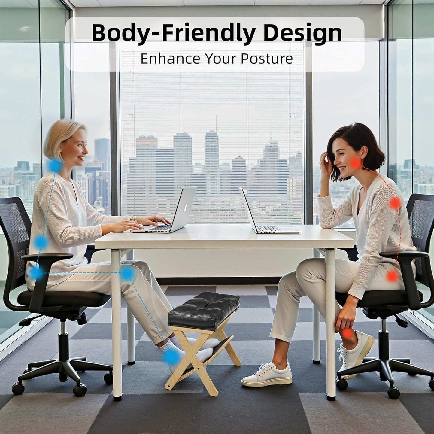 Double Step Foot Stool Under Desk, Wooden Foot Rest Under Desk with Non-Slip EVA Stepping Surface, Ergonomic Foot Stools for Under Office Desk, Enhances Posture,Home Office Gaming