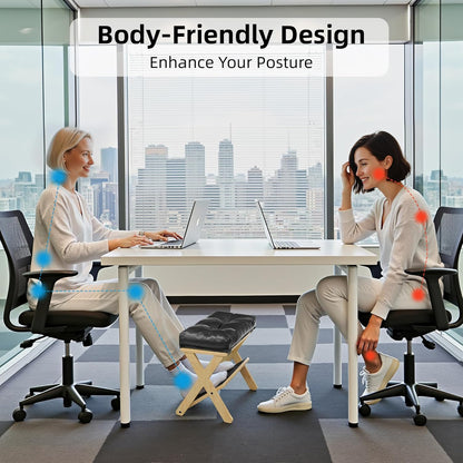 Double Step Foot Stool Under Desk, Wooden Foot Rest Under Desk with Non-Slip EVA Stepping Surface, Ergonomic Foot Stools for Under Office Desk, Enhances Posture,Home Office Gaming