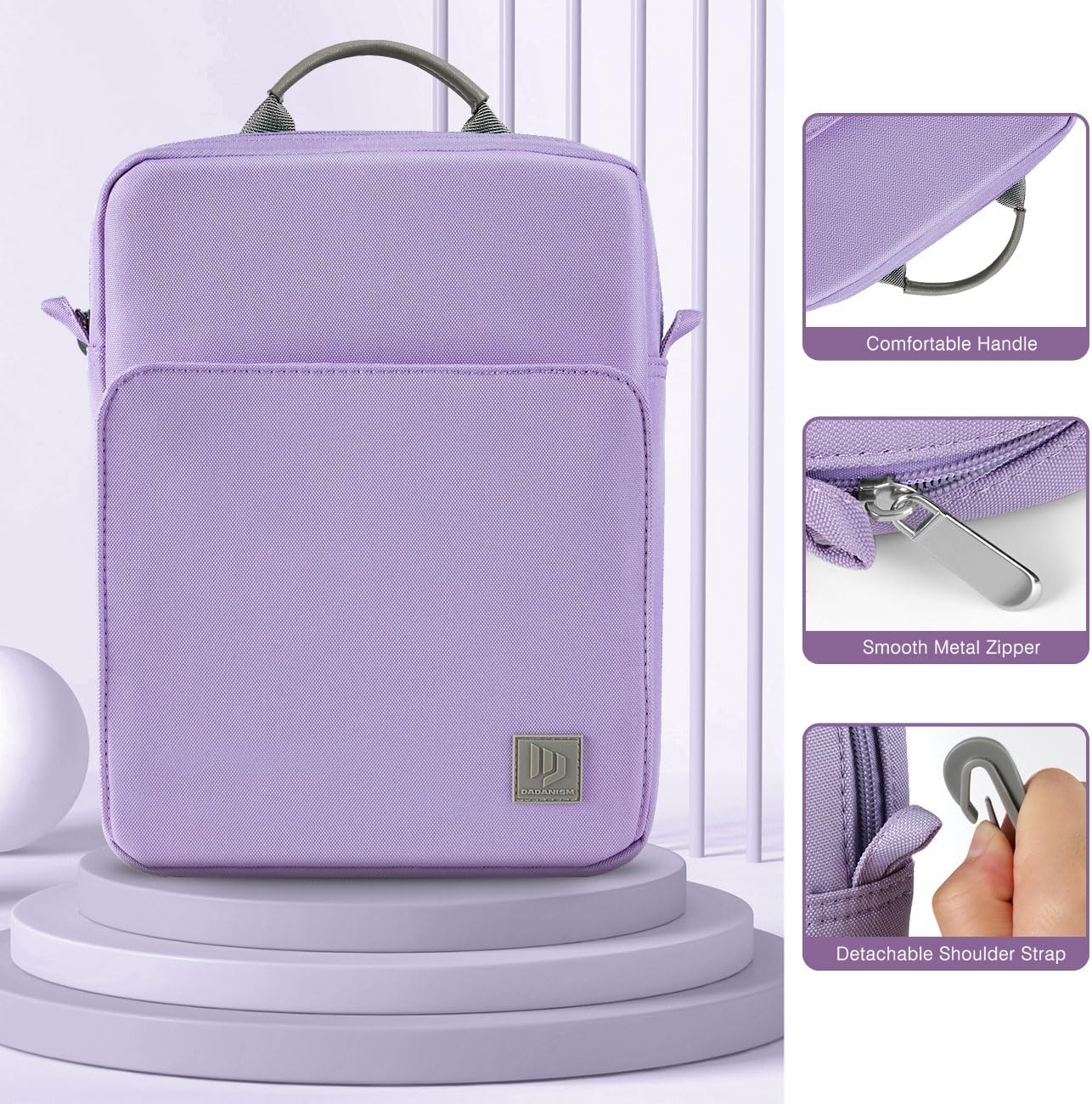 Dadanism 9-11 Inch Tablet Sleeve Bag Carrying Case with Shoulder Strap for iPad (A16) 11", iPad 10th Gen 10.9", iPad Air M4/Pro M5 11", iPad 9/8/7th 10.2", Galaxy Tab A11+ Plus 11", Cloudy Pink