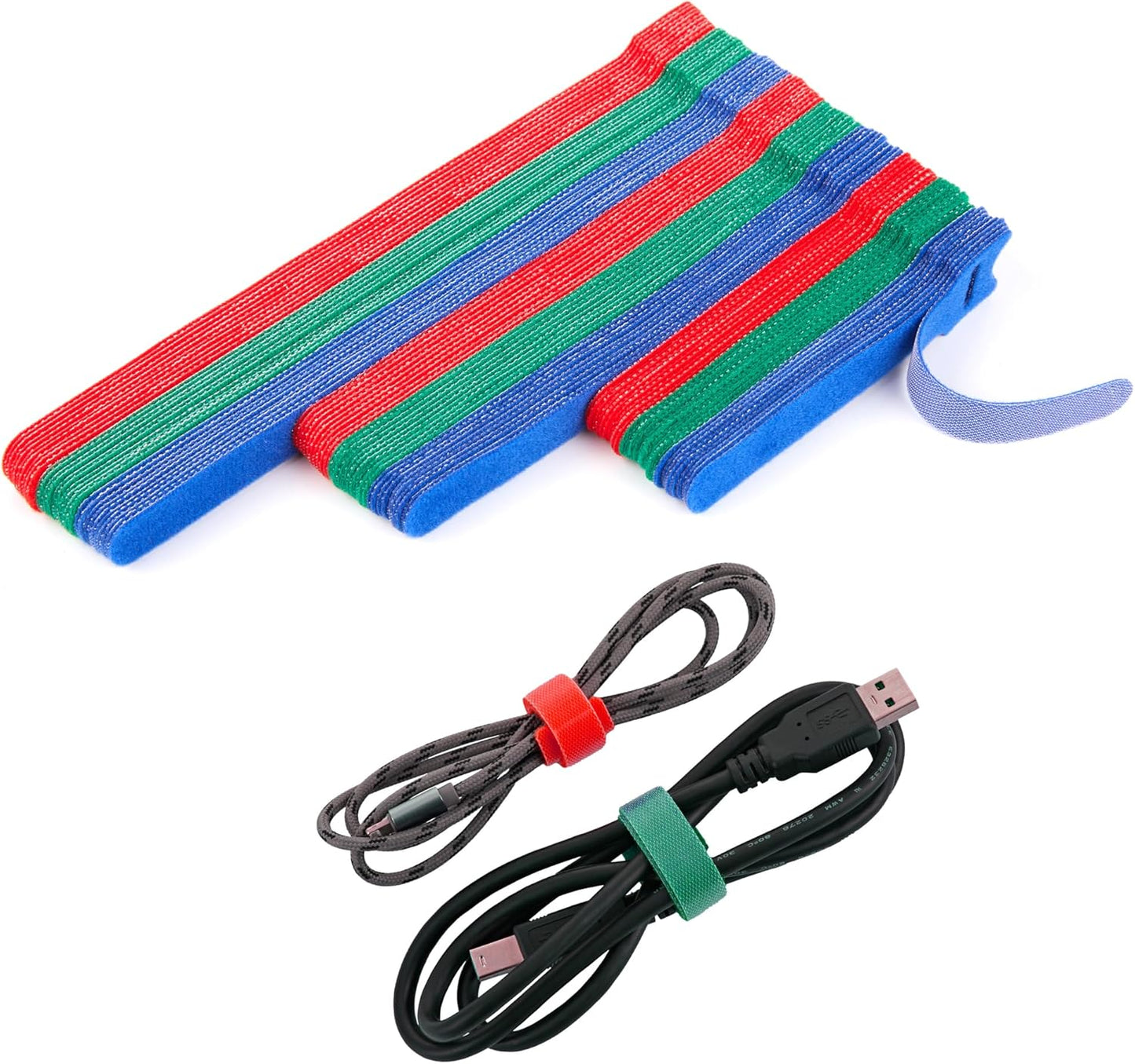 12 Inch Multi-Colour Cable Ties 50 PCS Reusable Fastening Cable Straps Adjustable Hook & Loop Organizer Straps Cords Management for Home, Office and Data Centers