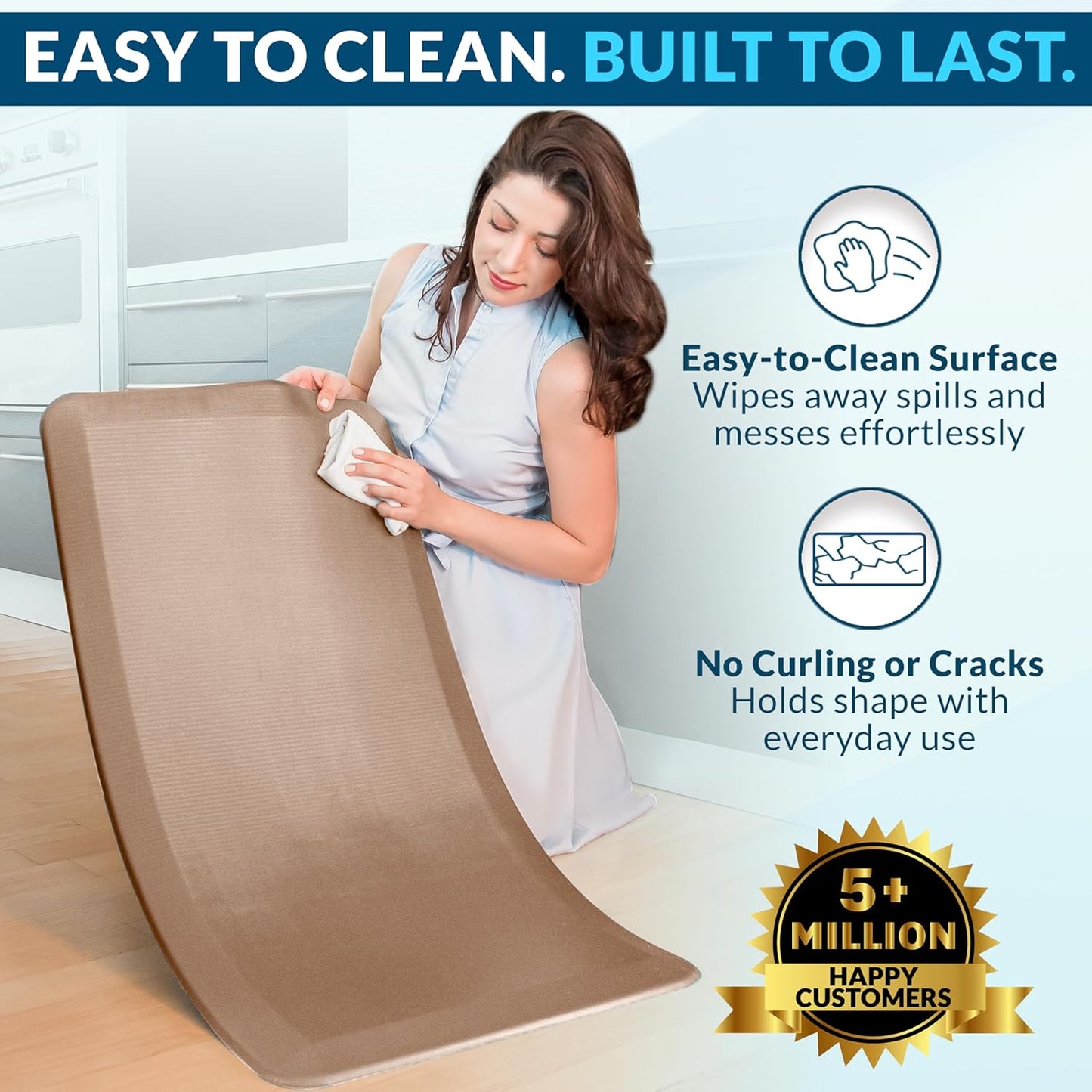 ComfiLife Anti Fatigue Floor Mat – 3/4 Inch Thick Kitchen Mats for Floor, Standing Desk Mat, Kitchen Rug – Comfort at Home, Office – Durable – Stain Resistant – Non-Slip Bottom (20" x 32", Black)