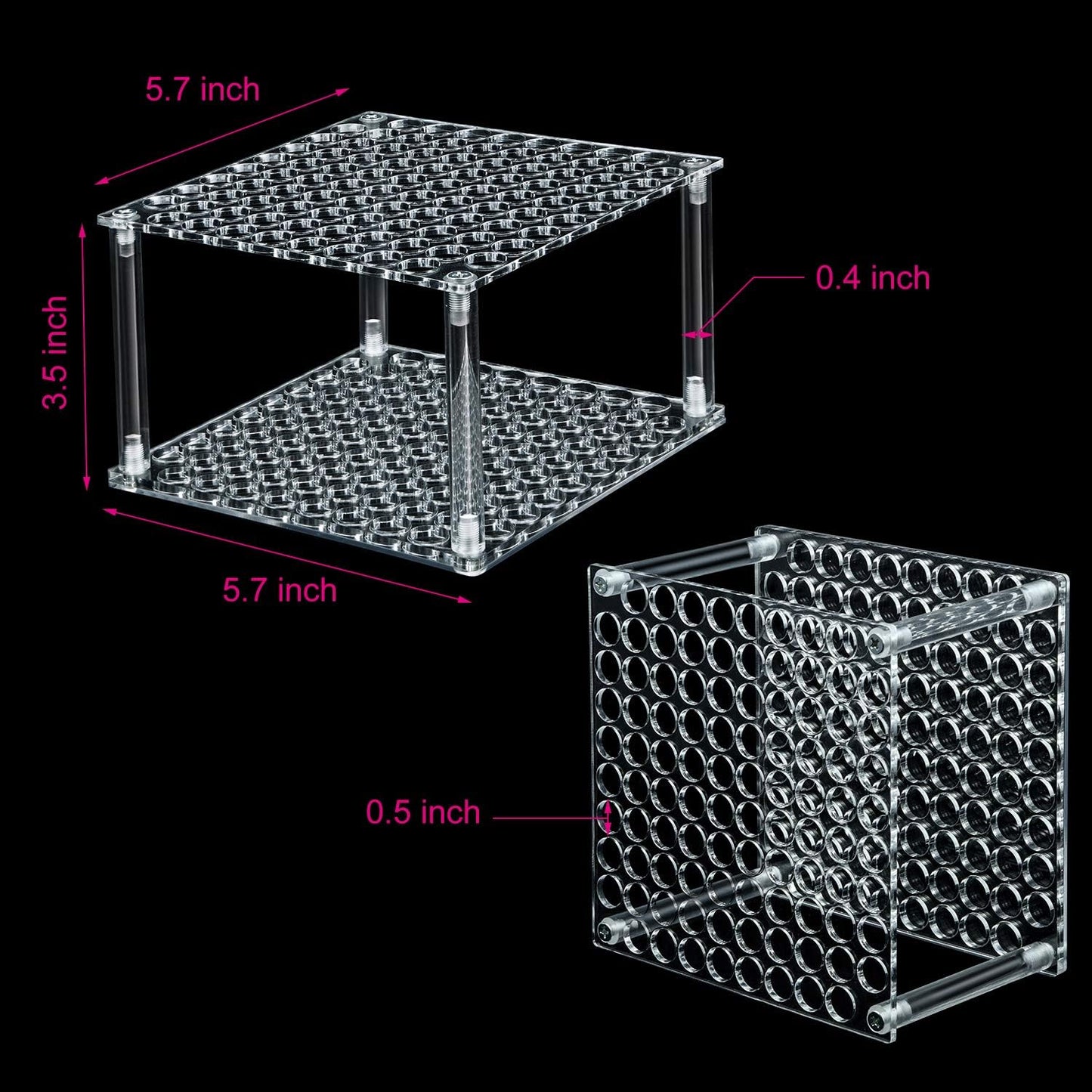 Outus 96 Holes Pencil Brush Holder Acrylic Paintbrush Holders Desk Organizer Stand Holder for Pencil Pen Paint Brushes Modeling Tool Office Art Supplies(Clear)