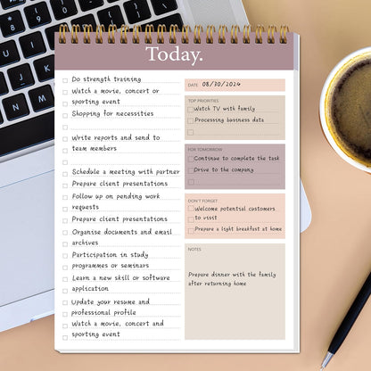 104 Pgs To Do List Notepad - Daily Planner Notepad Undated 52 Duplex-Printed Undated Sheets Tear Off, 6.5" x 9.8" Checklist Productivity Organizer with Hourly Schedule for Tasks