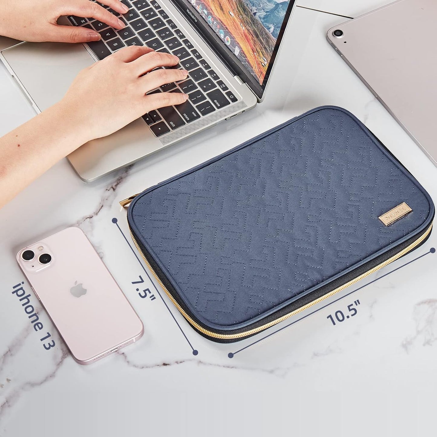 NISHEL Travel Cord Organizer Case, Tech Electronic Bag, Essentials for Charger, Cable, Phone, Hard Drive, USB, SD Card, Pink