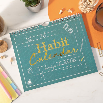 Clever Fox Habit Tracker Calendar – Inspirational Goal Tracker and Habit Calendar for Atomic Habits – Colorful Habit & Goal Planner Journal to Boost Productivity – 24 Months, 10″ x 8″ (Black)