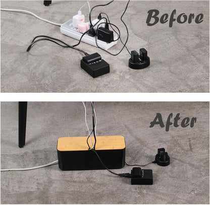 Changsuo Cable Management Box Set Cable Organizer Boxes for Extension Cord Power Stripe Surge Protector Wire Management Organizer Cover Hider for Desk Home Office Kitchen (Small & Large White)