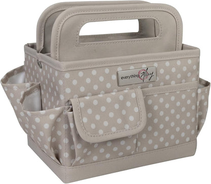Everything Mary Craft Caddy, Tan Dot - Art Storage for Supplies & Crafts - Supply Organizers Tote for School Classroom, Office, and Home - Organization for Makeup & Nurses
