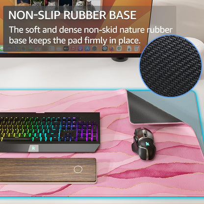 KTRIO Large Gaming Mouse Pad Desk Mat, Superior Micro-Weave Cloth for Precise Mouse Control, Non-Slip Rubber Base, Stitched Edges, Water-Resistant, for Gamer, Office & Home, 31.5" x 11.8" inches