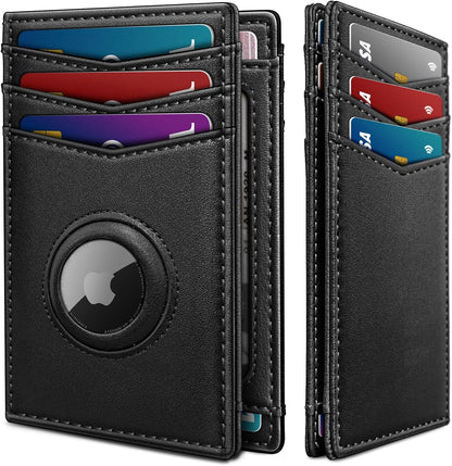 miyozi Airtag Slim Leather Wallet for Men - 12-Card Capacity, Magnetic Closure, Money Clip & Simplified Bill Compartment, RFID Blocking (4.3" x 3.0") | Gift Boxed