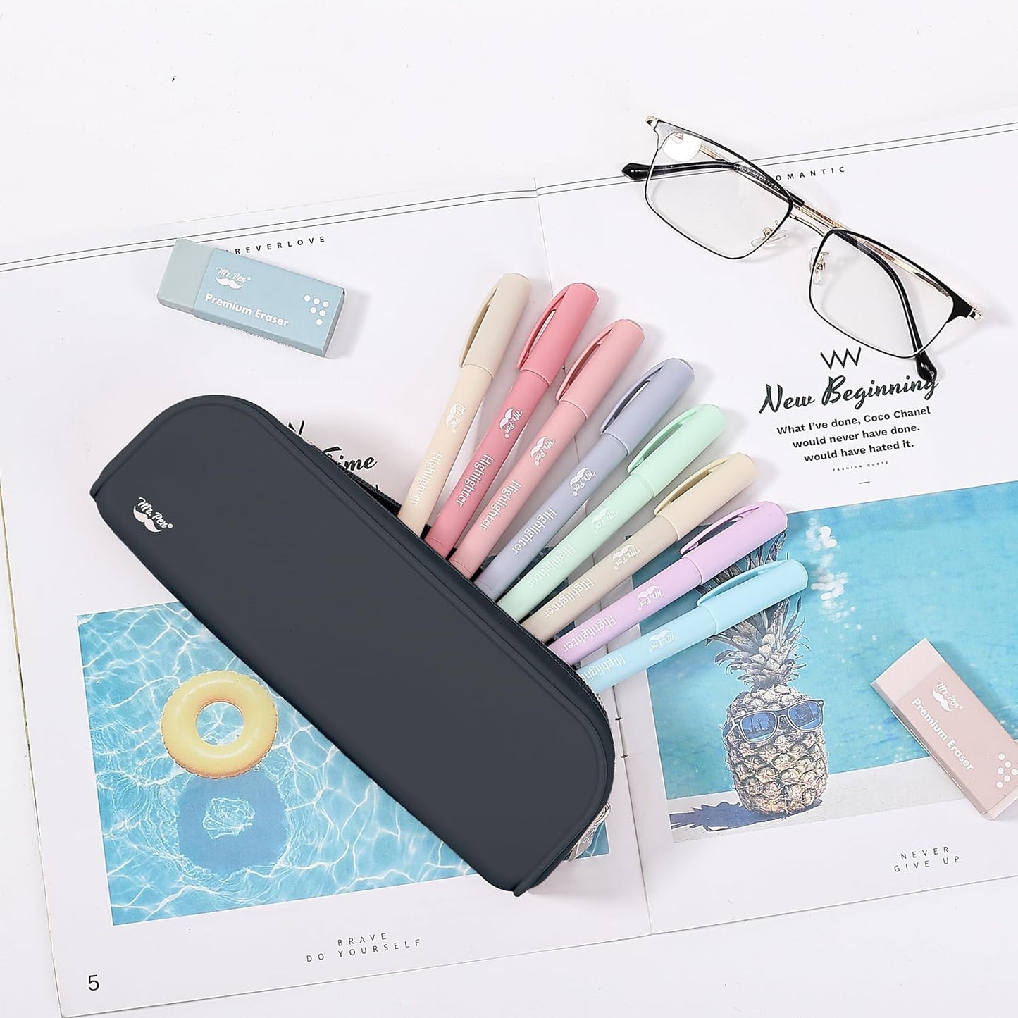 Mr. Pen- Silicone Pencil Case, Aesthetic Pencil Bag for Women, Makeup Pouch, Multifunctional Pouch for Stationery, Cosmetics and Electrical Goods Storage