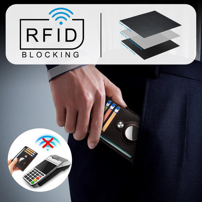 Slim Minimalist Front Pocket Air Tag Wallet, RFID Blocking Card Holder Wallet with Airtag Holder