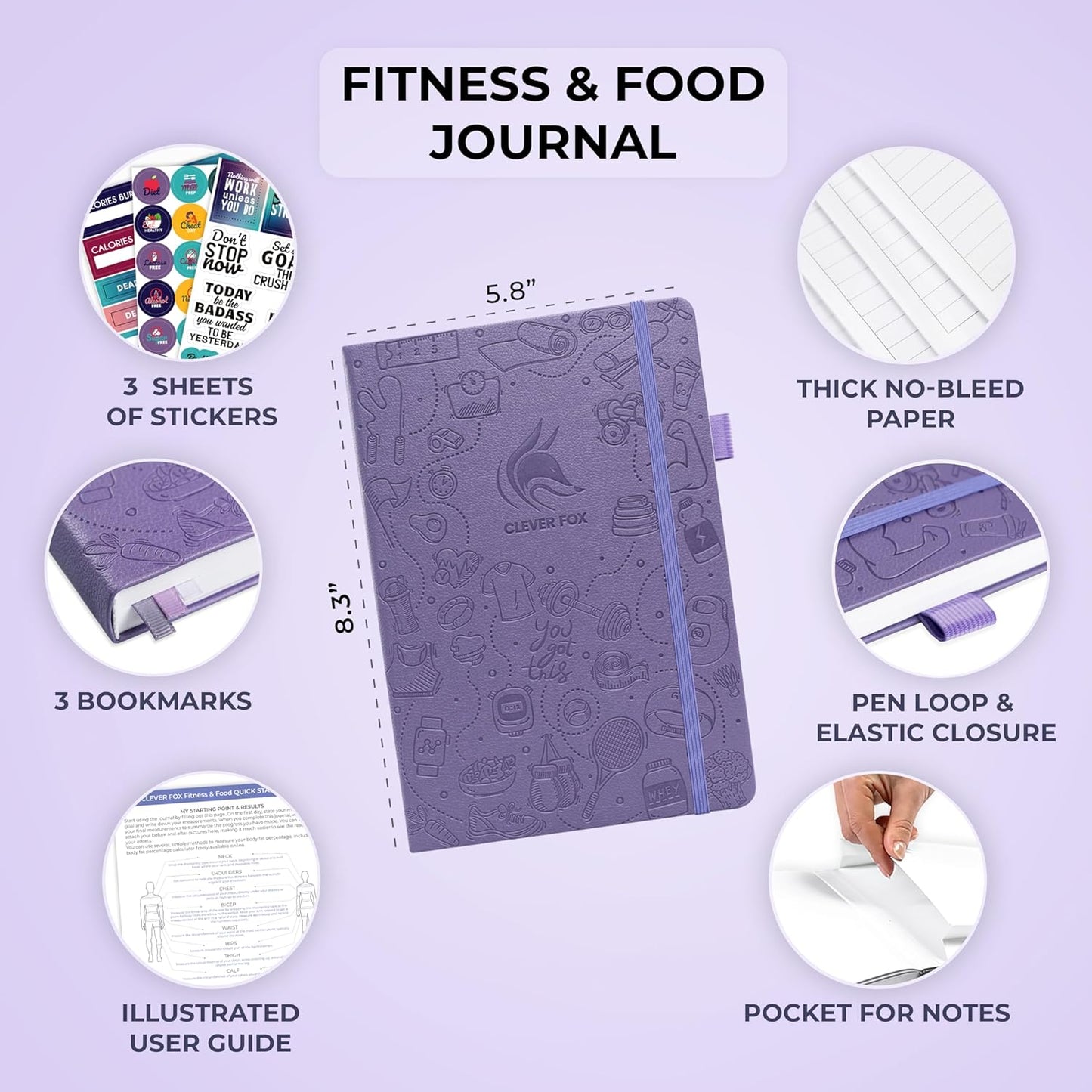 Clever Fox Fitness & Food Journal – Nutrition & Workout Planner for Women & Men – Diet & Gym Exercise Log Book with Calendars, Diet & Training Trackers - Undated, A5 Size, Hardcover (Forest Green)