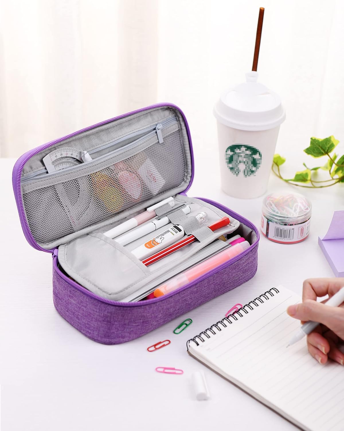 YOKUMA Pencil Case,Large Capacity Pencil Pouch,Aesthetic Zipper Pencil Box, Back to School Supplies for College Student Teen Adults,Travel Essentials,Electronic Cable Organize