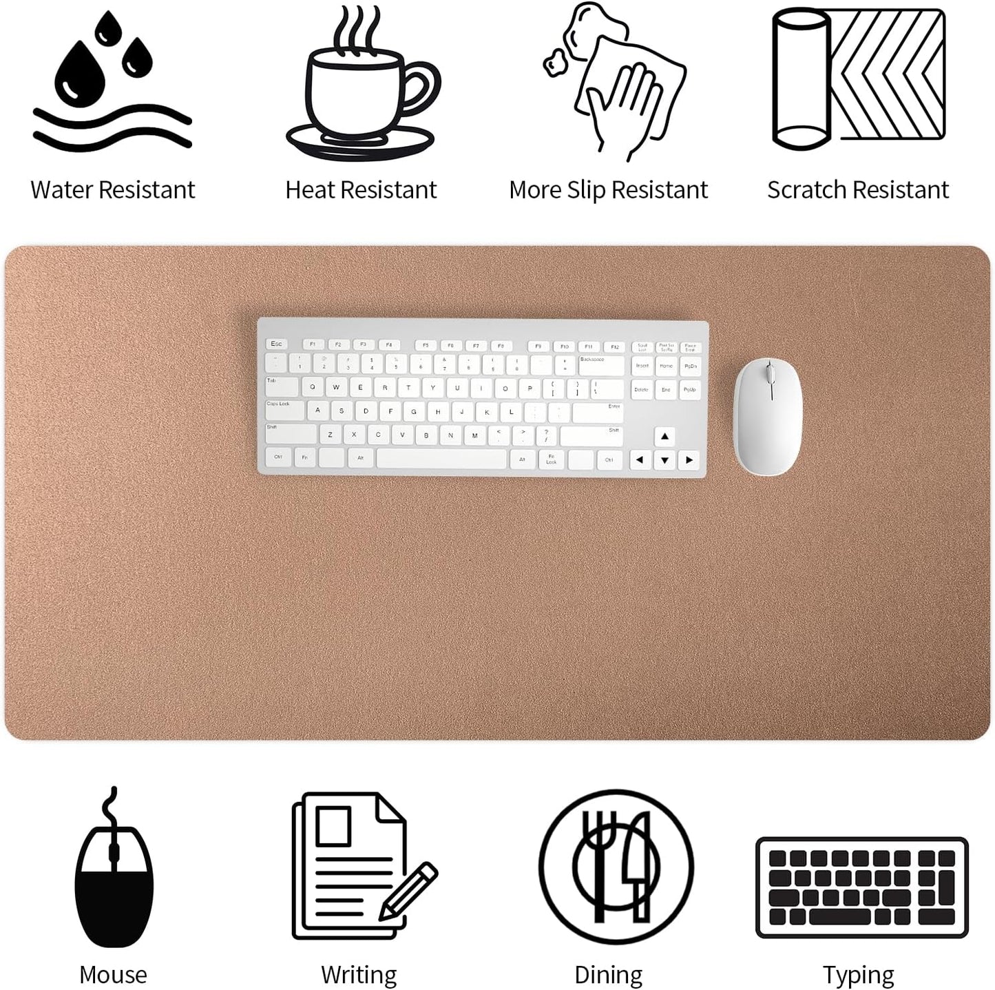 Bloss Leather Desk Pad and Keyboard Wrist Rest, Large Mouse Pad + Keyboard Pad+Mouse Wrist Support, Non-Slip Desk Mat Protector for Office, Home(31.5×15.7 Inches,Beige) - Colors A