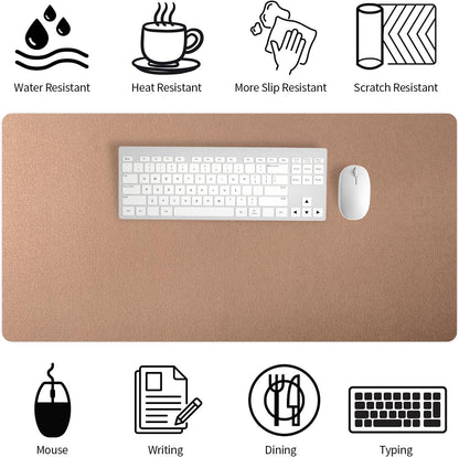 Bloss Leather Desk Pad and Keyboard Wrist Rest, Large Mouse Pad + Keyboard Pad+Mouse Wrist Support, Non-Slip Desk Mat Protector for Office, Home(31.5×15.7 Inches,Beige) - Colors A