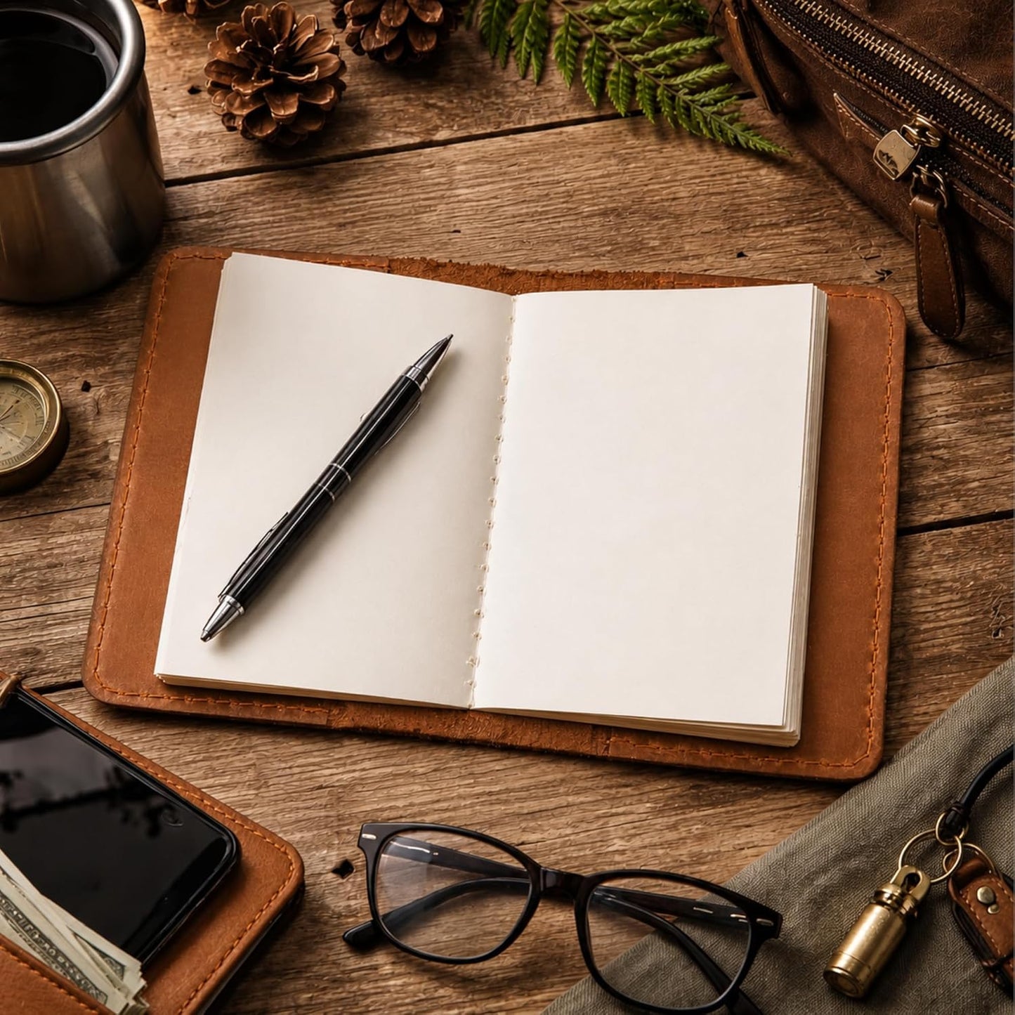 Leather Journal Cover for 2.5 x 4 Inches Pocket Notebooks – Handmade Refillable Mini Notebook Cover – Compatible with Outus, Qeeenar & Similar Small Journals, Travel Memo Pads & Pocket Diaries