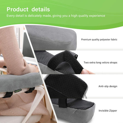 LargeLeaf Extra Thick 2 inches Chair with Memory Foam Armrest Pads 2-Piece Set (Black)