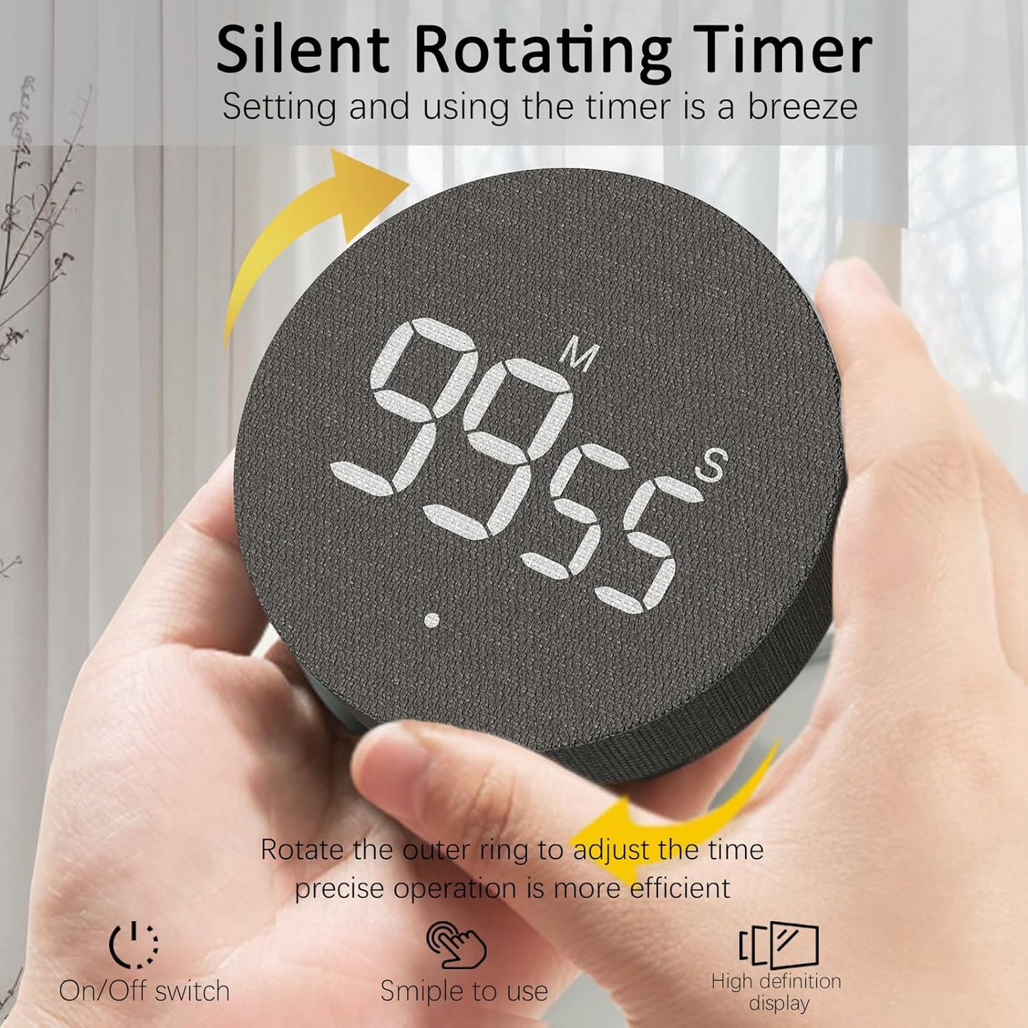 AVINIA Digital Kitchen Timers, Visual timers Large LED Display Magnetic Countdown Countup Timer for Classroom Cooking Fitness Baking Studying Teaching, Easy for Kids and Seniors White