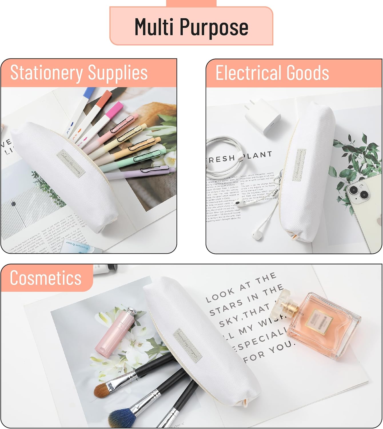 Mr. Pen- Cute Pencil Case Pouch, Multipurpose Canvas Bible Pencil Pouch, Smooth Zipper, Premium Material, Neat Stitches, Ideal for Stationery, Cosmetics, Electronics, School, Office, Travel