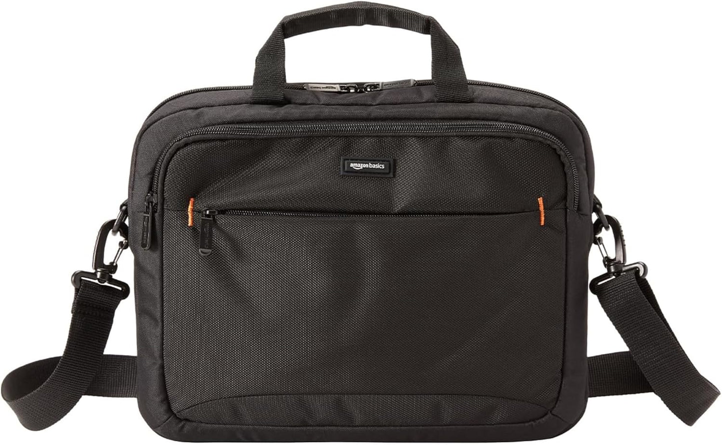 Amazon Basics Laptop Tablet Carrying Case with Shoulder Strap and Grab Handles, 14-inch, Black, Compartments for Storage
