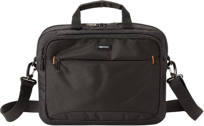 Amazon Basics Laptop Tablet Carrying Case with Shoulder Strap and Grab Handles, 14-inch, Black, Compartments for Storage