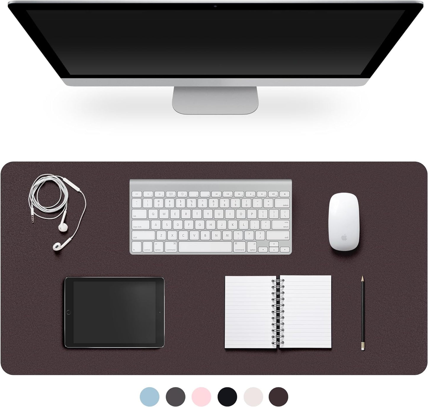 Leather Desk Pad Protector,Non-Slip Desk Pad,on-Slip PU Leather Large Mouse Pad,Easy Clean Desk Protecor Mat,Writing Pad for Office Work/Home/Decor(Black, 23.6" x 13.7")