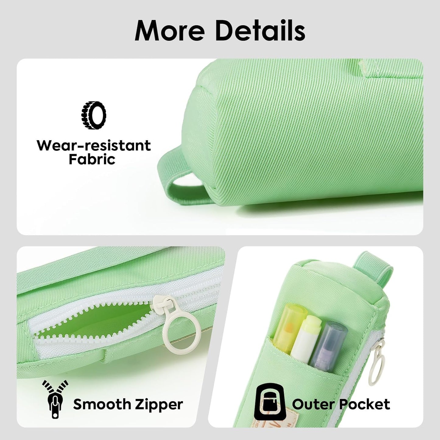 MoKo Pen Holder for Notebook, Pencil Pouch with Adjustable Elastic Band, Slim Portable Zipper Pen Pouch Holder for Planners, Journals, Book, Pink