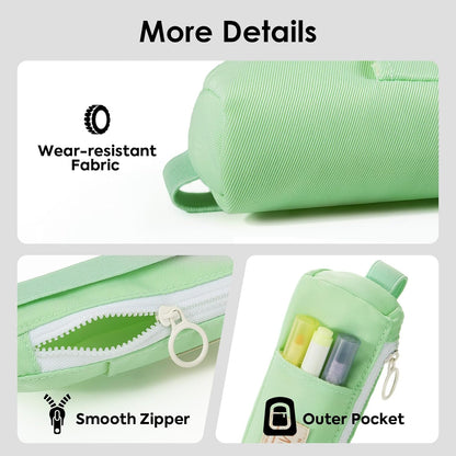 MoKo Pen Holder for Notebook, Pencil Pouch with Adjustable Elastic Band, Slim Portable Zipper Pen Pouch Holder for Planners, Journals, Book, Pink