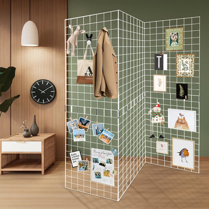 Grid Wall Panels 3 Pcs, Commercial Grade Gridwall Panels, Metal Grid Wall Panel Display Stand, You Can DIY 6 Pack 2'x3' or 3 Pack 2'x6' (Black)
