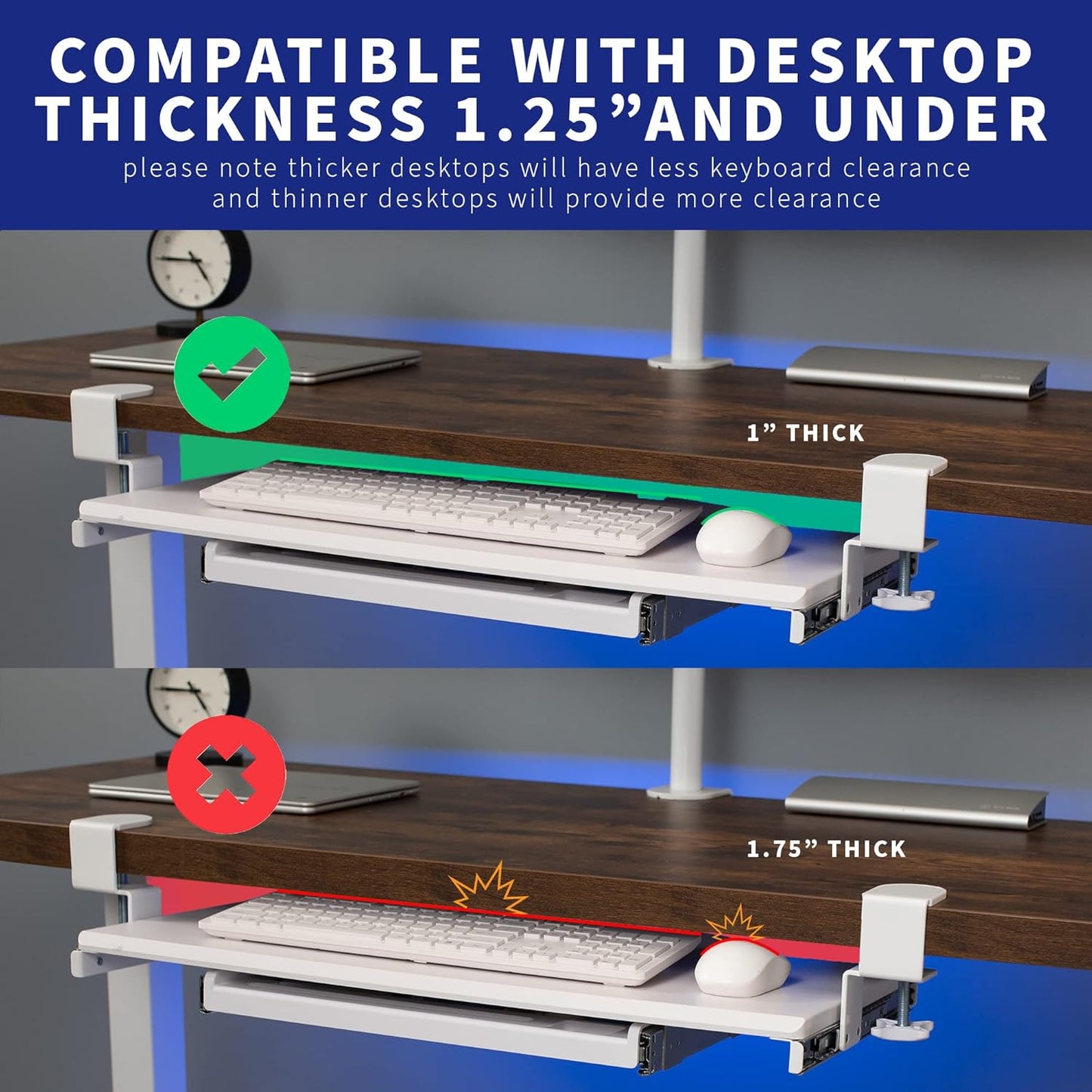VIVO Large Keyboard Tray Under Desk Pull Out Platform with Pencil Drawer, Extra Sturdy C Clamp Mount, 27 (33 Including Clamps) x 11 inch Slide-Out Tray with Storage Drawer, Black, MOUNT-KB05-4D