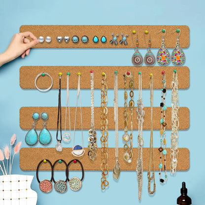 6 Pack Corkboard Strips for Walls, Self Adhesive Thick Cork Board Strips, Peel and Stick Cork Board with 50 Push Pins for Paste Notes, Photos, Schedules