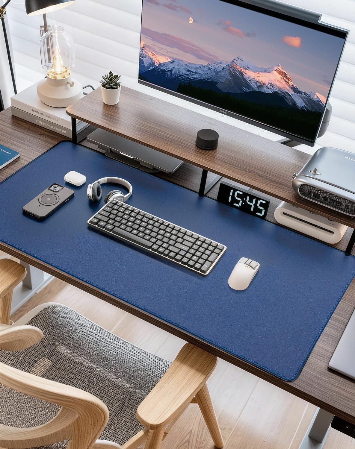 Reniteco Waterproof Large Gaming Mouse Pad with Durable Stitched Edges, Non-Slip Rubber Base, Grainy Jacquard Mouse Mat Desk Pad for Home Office Gaming, 31.5''x11.8''x0.12'', Matte Beige