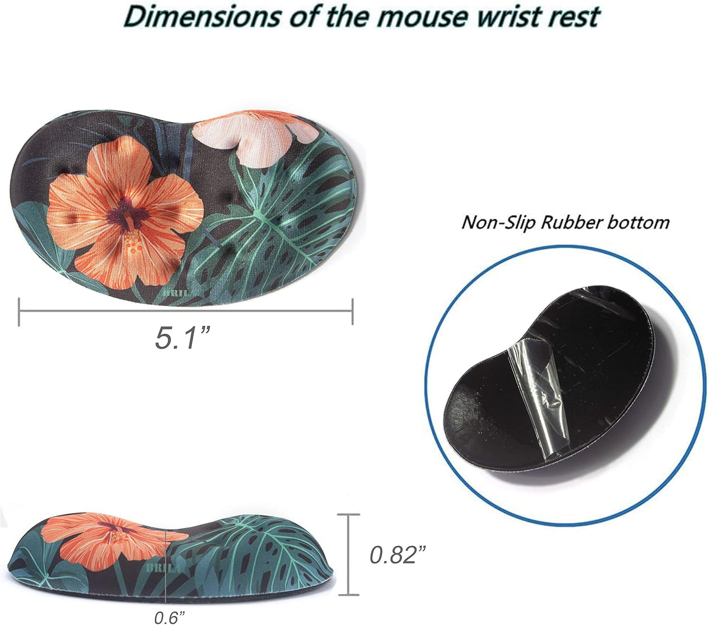BRILA Ergonomic Memory Foam Mouse Wrist Rest Support Pad Cushion for Computer, Laptop, Office Work, PC Gaming - Massage Holes Design - Wrist Pain Relief (Black Mouse Wrist Rest)