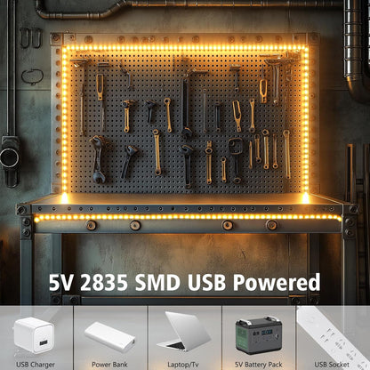 echosari Strip Lights USB 5V, 9.8Ft 180 LED Strip Lights Cuttable 2835 SMD Super Bright with Self-Adhesive DIY for Cabinet Photo Frames Desks Monitor Shelves Decor (Green)