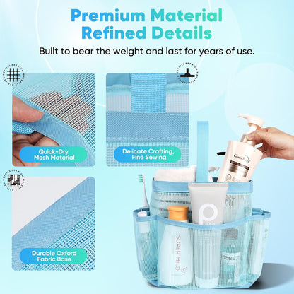 EUDELE Mesh Shower Caddy Portable for College Dorm Room Essentials, Shower Caddy Dorm with 8-Pocket Large Capacity for Beach, Swimming, Gym, Travel essentials