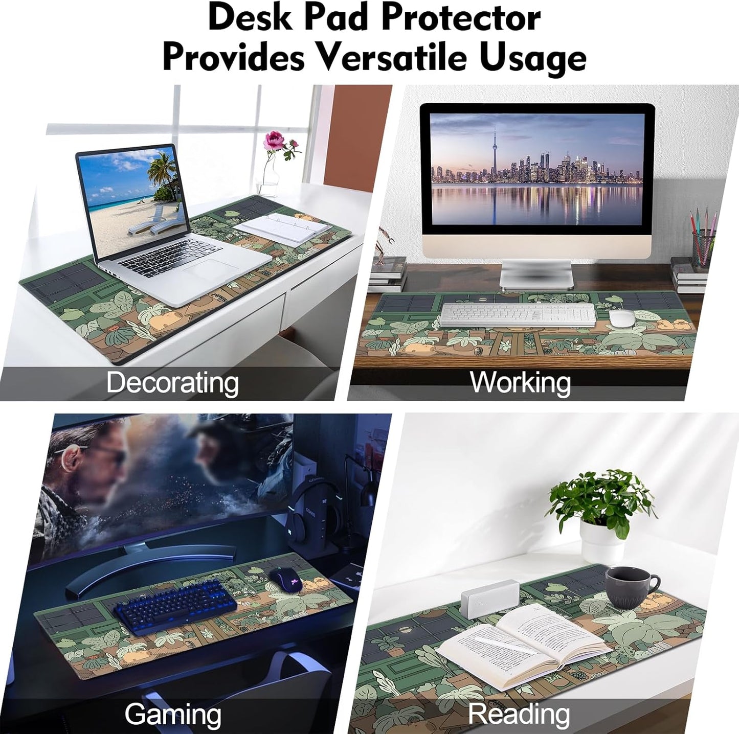 Galdas Mouse Pad For Gaming,Forest Background Pattern XXL XL Large Mouse Mat Long Extended MousePad Desk Mat Non-Slip Rubber Mice Pads Stitched Edges Thin (31.5 x 11.8 x 0.12 Inches) Tree