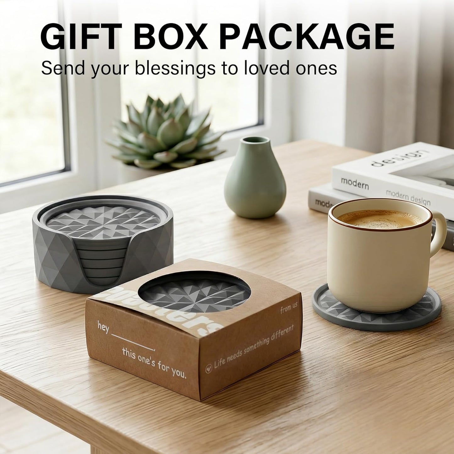 Silicone Coasters for Drinks[4 Pack]- Cup Mat for Tabletop Protection-Non-Slip, Non-Stick, Coffee Table Decor, Great Gift for Any Occasion, Black