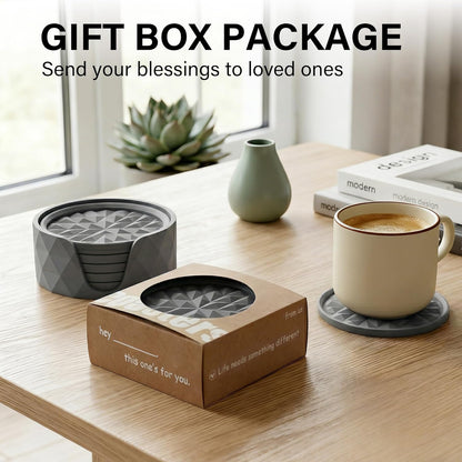 Silicone Coasters for Drinks[4 Pack]- Cup Mat for Tabletop Protection-Non-Slip, Non-Stick, Coffee Table Decor, Great Gift for Any Occasion, Black
