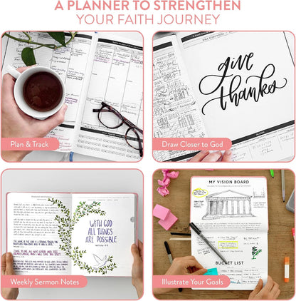 Christian Planner 2026 Daily Planner - Faith Based Monthly and Weekly Planner, Vision Board, and Habit Tracker - 2026 Calendar, Personal Organizer and Devotional Journal (Hardcover, Pine)