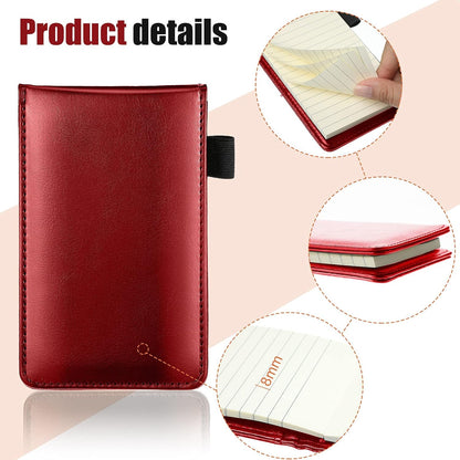 Outus 10 Pcs Mini Pocket Notepad Holder Set Included Small Leather Pocket Notebook Holder with 50 Lined Sheets, Metal Pen, 8 Pcs 3 x 5 Inch Memo Book Refills, 30 Lined Paper Per Note Pad (Black)