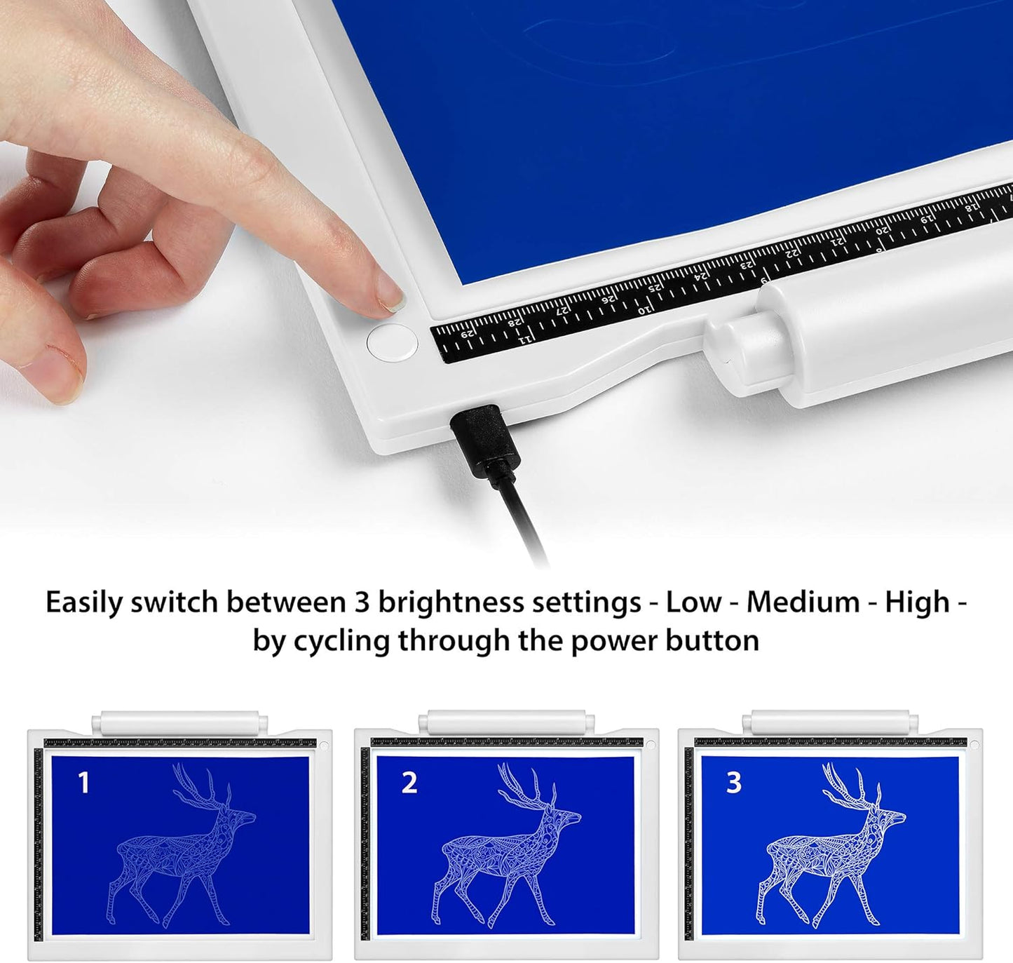 iVyne Bright Crafting Light Pad A4 - Battery & Cable Powered LED Light Box - Batteries Not Included -for Cricut Vinyl Weeding Tools, Tracing, Drawing, Sketching, Crafting, and HTV Vinyl (White)
