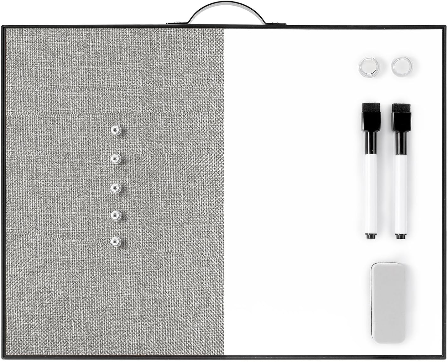 TSJ OFFICE Small Whiteboard Cork-Board - 16" X 12" Portable Aluminum Black Framed Magnetic Dry Erase Board, Small Bulletin Cork Board with Holder for Office, Home and School