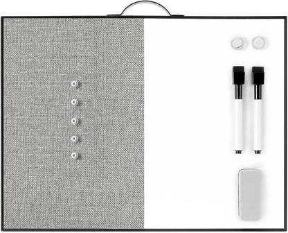 TSJ OFFICE Small Whiteboard Cork-Board - 16" X 12" Portable Aluminum Black Framed Magnetic Dry Erase Board, Small Bulletin Cork Board with Holder for Office, Home and School