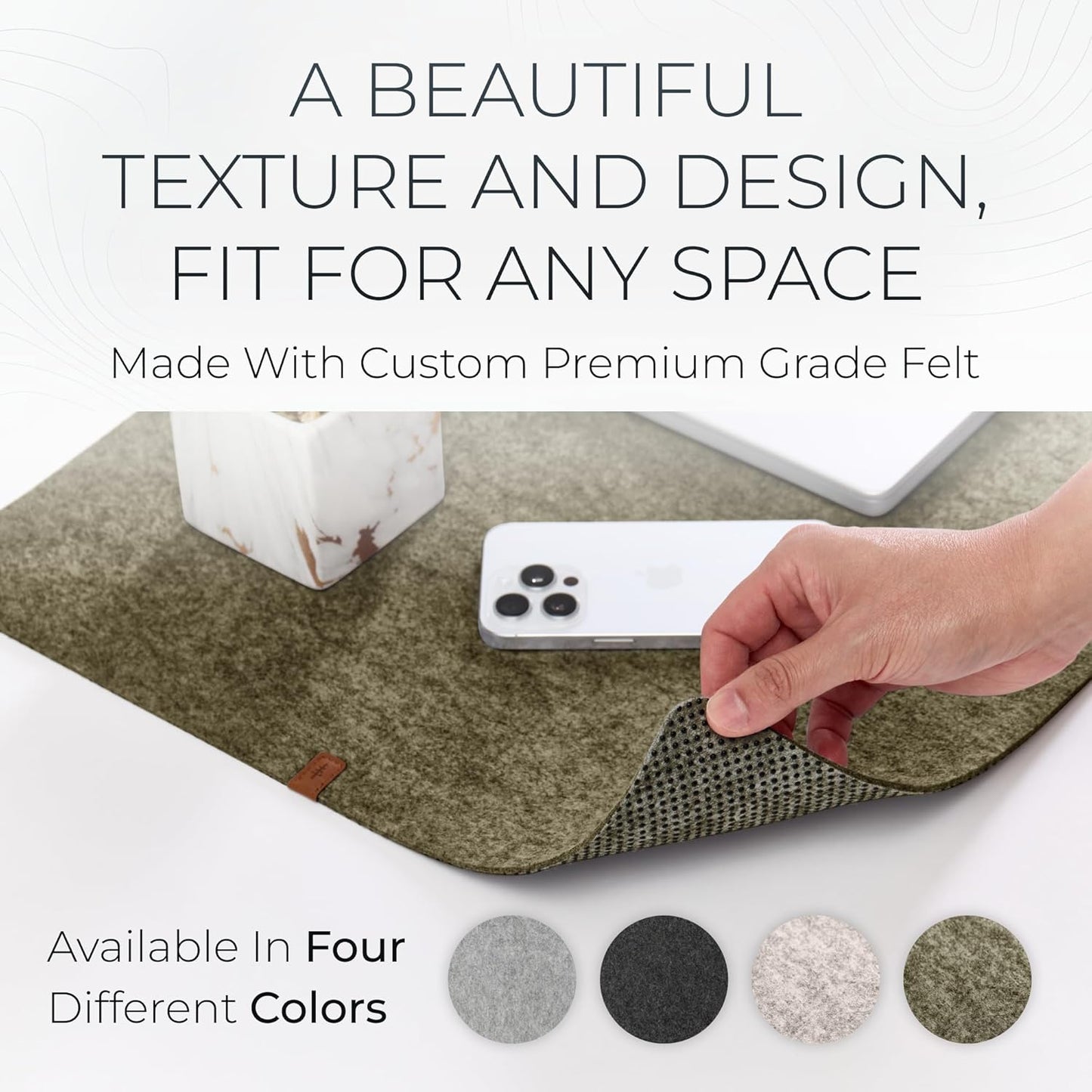 Nordik Large Felt Desk Mat – Stone Oat Beige – 35 x 17 inch – Computer Desk Mat – Keyboard and Mouse Pad – Large Desktop Felt Pad