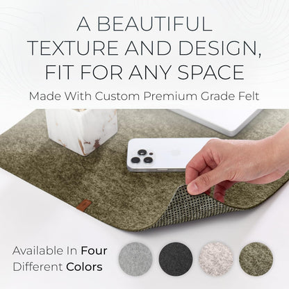 Nordik Large Felt Desk Mat – Stone Oat Beige – 35 x 17 inch – Computer Desk Mat – Keyboard and Mouse Pad – Large Desktop Felt Pad