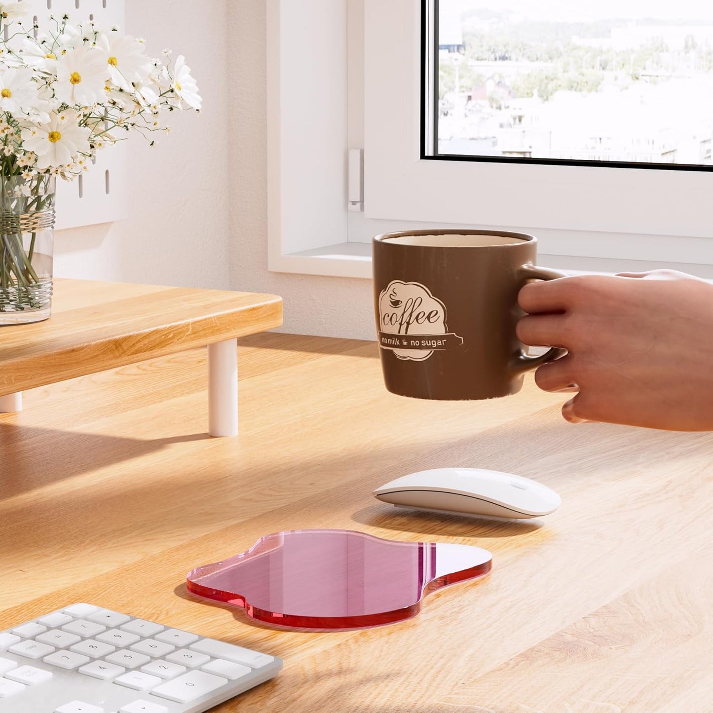 Acrylic Coaster Decorative Plates, Irregular Bar Drink Coaster, Clear Cloud Shape Coffee Cup Coaster, Perfect for Tabletop Protection and Accessories Display.(Gold)