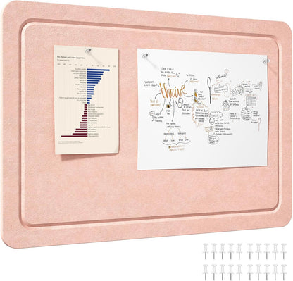Lifewit Cork Board Alternative,22.4"x 14.8" Bulletin Board with Self-Adhesive,Foldable Decorative Felt Pin Board Vision Board Message Board with 20 Pushpins for Office Wall Decor, Room Decor, Oatmeal